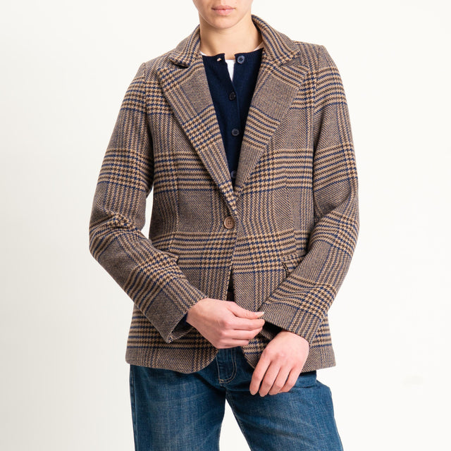 Zeroassoluto-Giacca JESSY principe di galles - blu/biscotto/moro