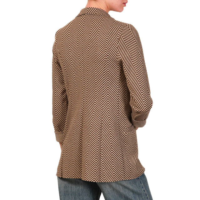 Chaqueta elástica Zeroassoluto-JIN - espiga de lúrex color moca/mantequilla/dorado