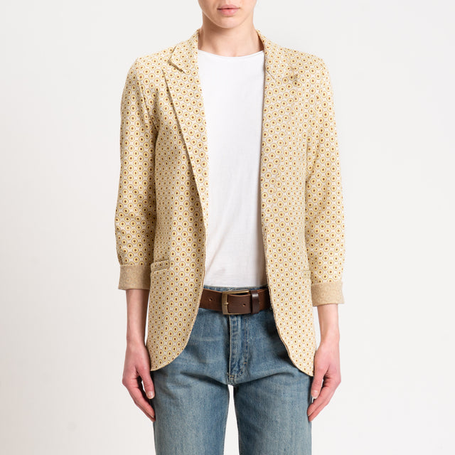Zeroassoluto-Giacca JIN elasticizzata - ottagono lurex burro/mimosa/bronzo