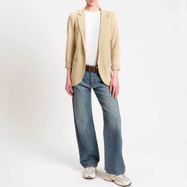 Zeroassoluto-Giacca JIN elasticizzata - ottagono lurex burro/mimosa/bronzo