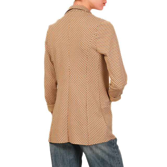 Chaqueta elástica Zeroassoluto-JIN - Hexágono de lúrex color mantequilla/galleta/dorado