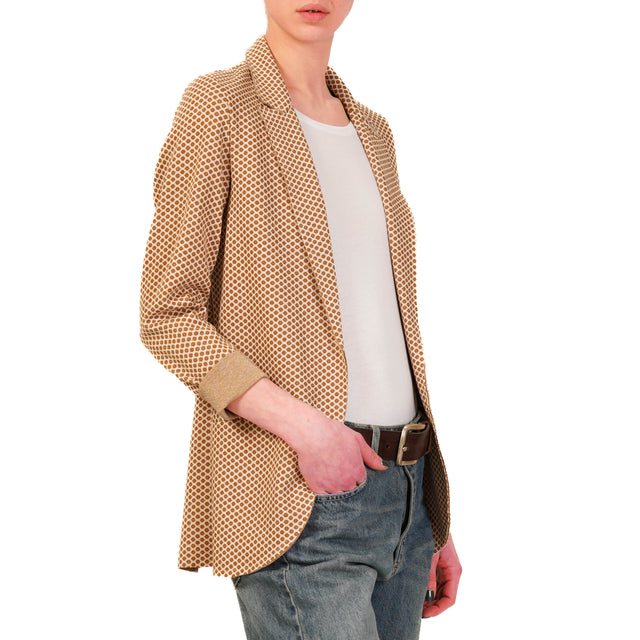 Chaqueta elástica Zeroassoluto-JIN - Hexágono de lúrex color mantequilla/galleta/dorado