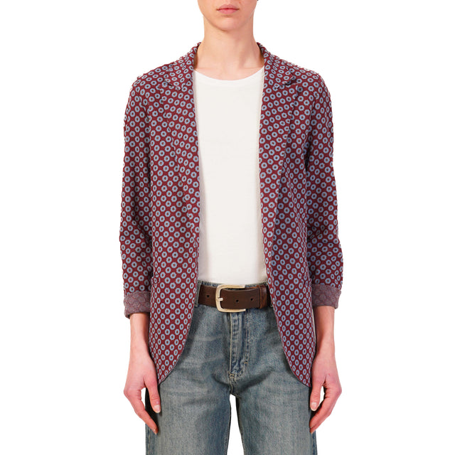 Zeroassoluto-Giacca JIN elasticizzata - ottagono lurex cherry/azzurro/rame