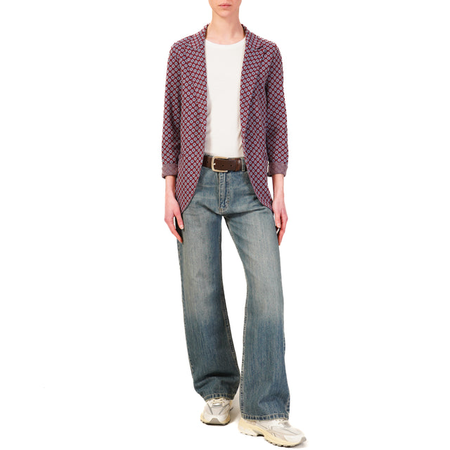 Zeroassoluto-Giacca JIN elasticizzata - ottagono lurex cherry/azzurro/rame