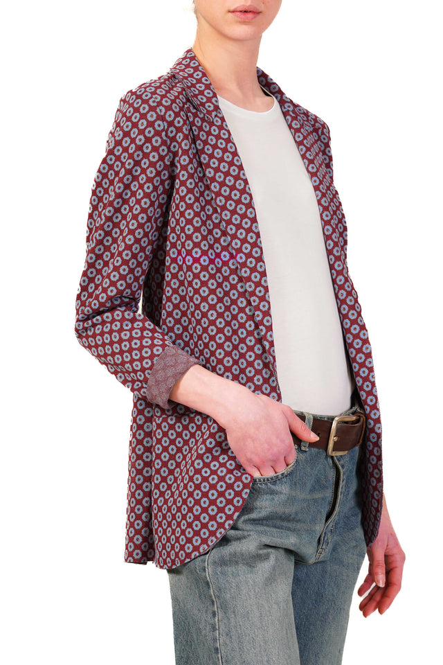 Zeroassoluto-Giacca JIN elasticizzata - ottagono lurex cherry/azzurro/rame