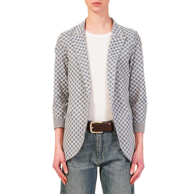 Zeroassoluto-Giacca JIN elasticizzata - ottagono lurex latte/azzurro/bronzo