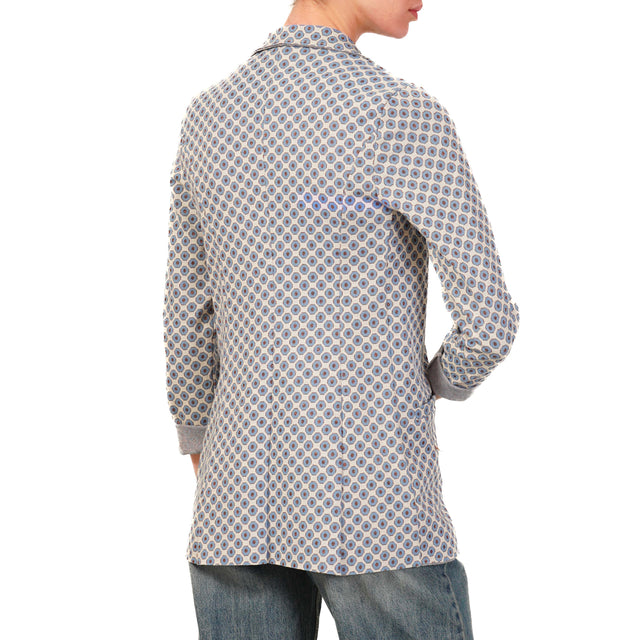 Zeroassoluto-Giacca JIN elasticizzata - ottagono lurex latte/azzurro/bronzo