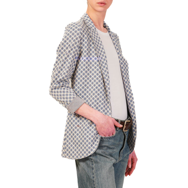 Zeroassoluto-Giacca JIN elasticizzata - ottagono lurex latte/azzurro/bronzo