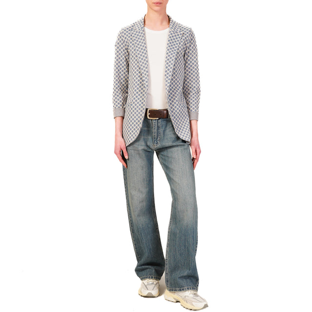 Zeroassoluto-Giacca JIN elasticizzata - ottagono lurex latte/azzurro/bronzo