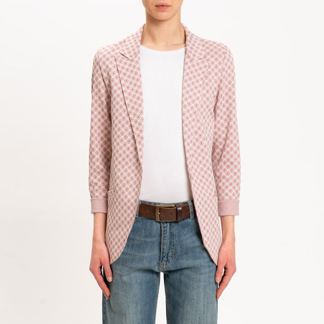 Zeroassoluto-Giacca JIN elasticizzata - ottagono lurex latte/rosa