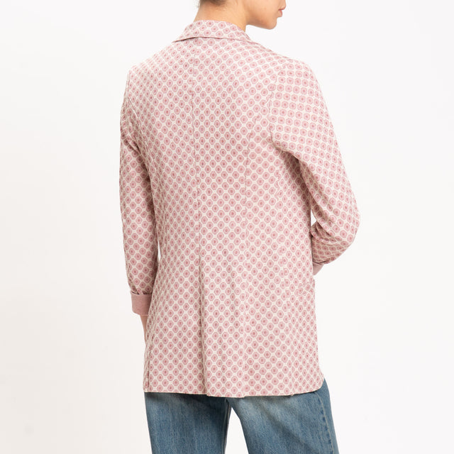 Zeroassoluto-Giacca JIN elasticizzata - ottagono lurex latte/rosa