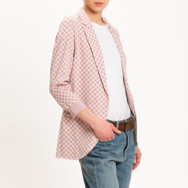 Zeroassoluto-Giacca JIN elasticizzata - ottagono lurex latte/rosa