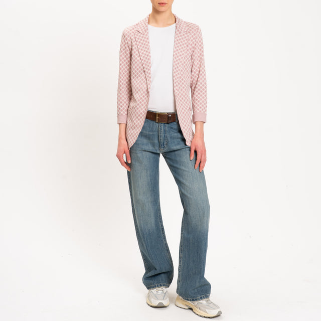 Zeroassoluto-Giacca JIN elasticizzata - ottagono lurex latte/rosa