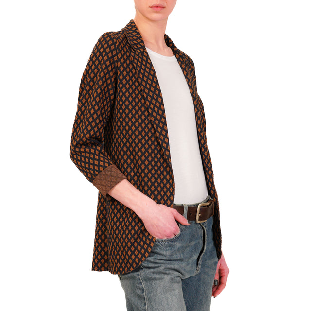 Chaqueta elástica Zeroassoluto-JIN - azul/cuero/diamantes de lurex bronce