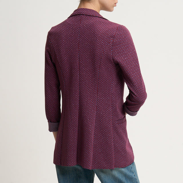 Zeroassoluto-Giacca JIN elasticizzata - mini rombi lurex cherry/jeans/azzurro