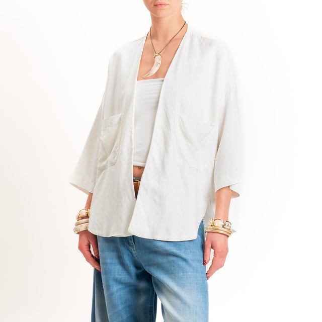 Zeroassoluto-Kimono JULI misto lino con tasche - burro