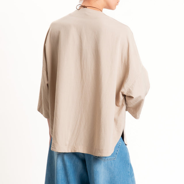 Zeroassoluto-Kimono JULI misto lino con tasche - sand