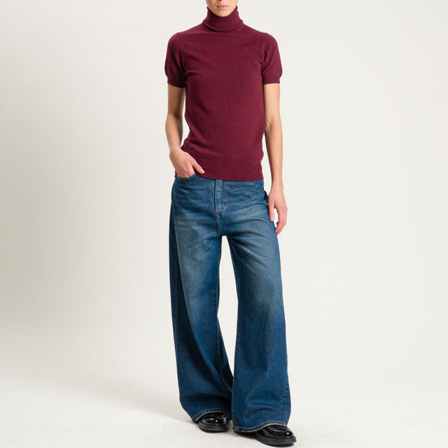 Zeroassoluto-Maglia collo alto mezza manica - Bordeaux