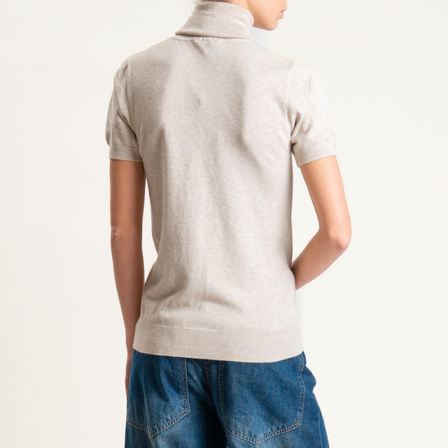 Zeroassoluto-Maglia collo alto mezza manica - gesso