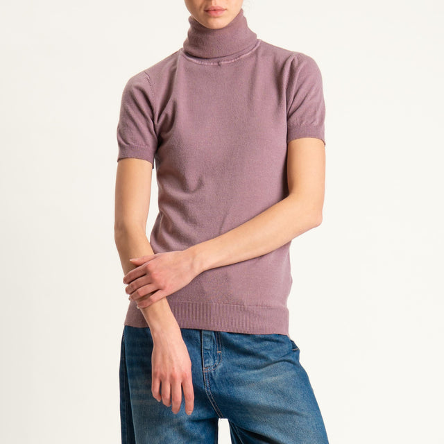 Zeroassoluto-Maglia collo alto mezza manica - mauve