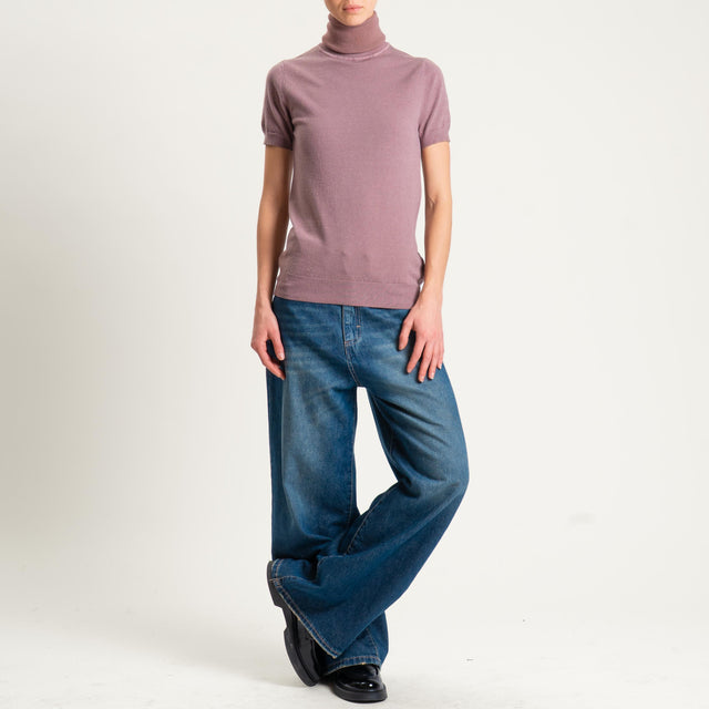 Zeroassoluto-Maglia collo alto mezza manica - mauve