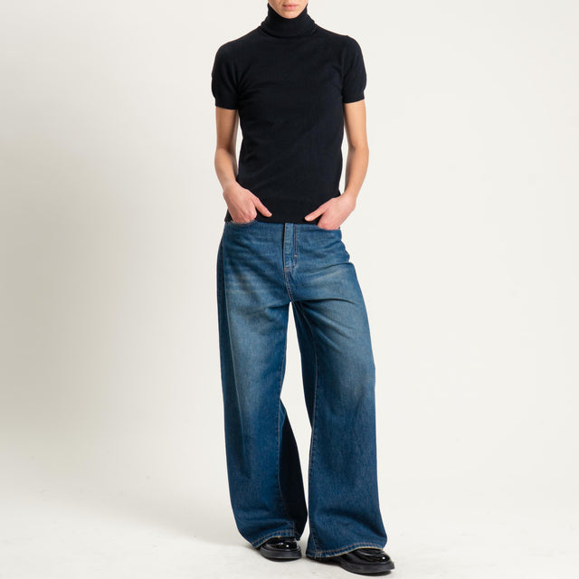 Zeroassoluto-Maglia collo alto mezza manica - nero