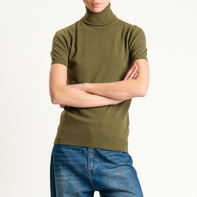 Zeroassoluto-Maglia collo alto mezza manica - olio