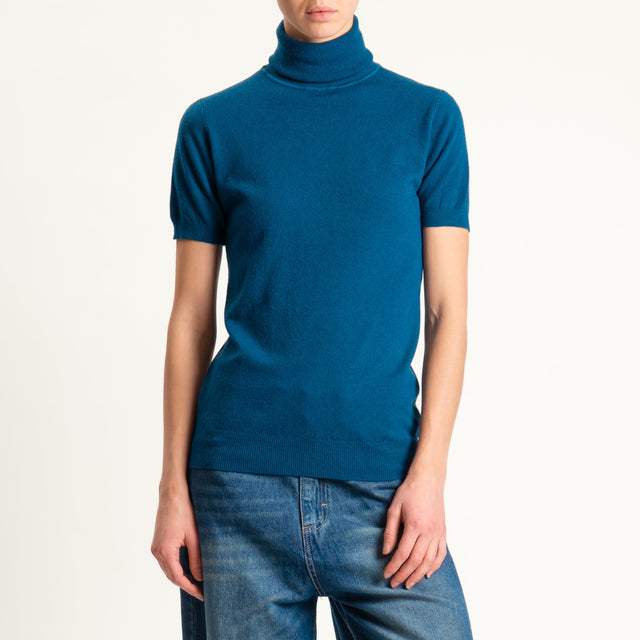 Zeroassoluto-Maglia collo alto mezza manica - ottanio
