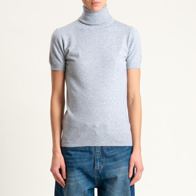 Zeroassoluto-Maglia collo alto mezza manica - perla