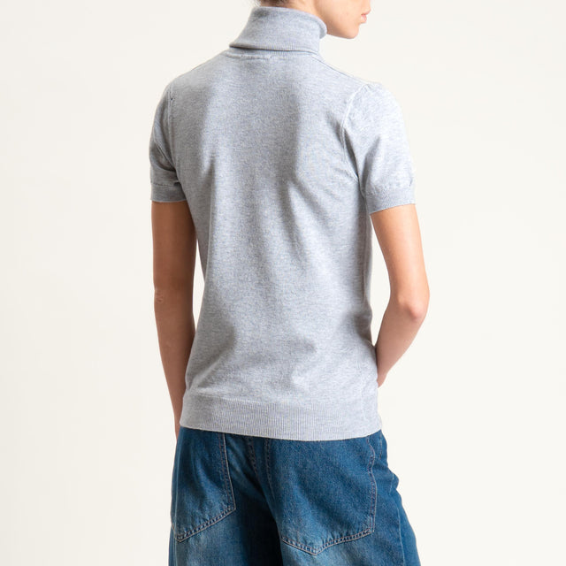 Zeroassoluto-Maglia collo alto mezza manica - perla