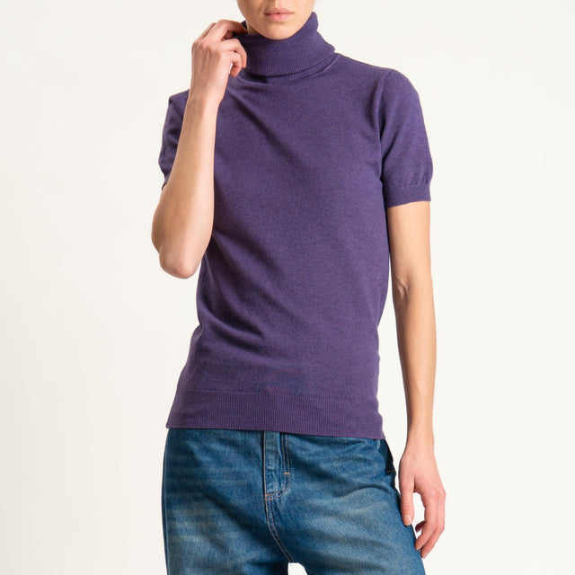 Zeroassoluto-Maglia collo alto mezza manica - uva