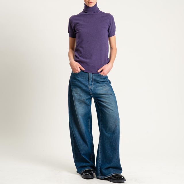Zeroassoluto-Maglia collo alto mezza manica - uva