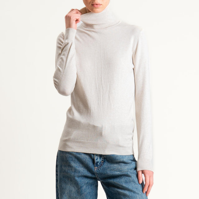 Zeroassoluto-Maglia collo alto - gesso