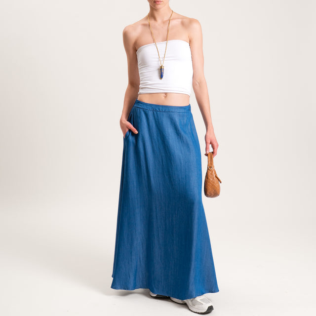 Zeroassoluto-Gonna KAY denim in tencel elastico dietro - denim