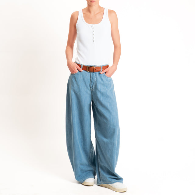 Zeroassoluto-Jeans KORY wide leg tela extra light - denim
