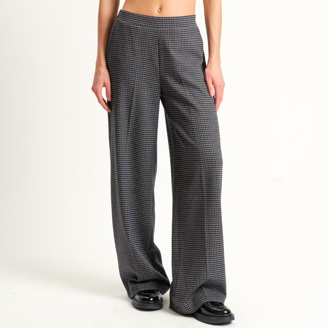 Zeroassoluto-Pantalone LARA elastico dietro - pied de poule grigio/moro/blu