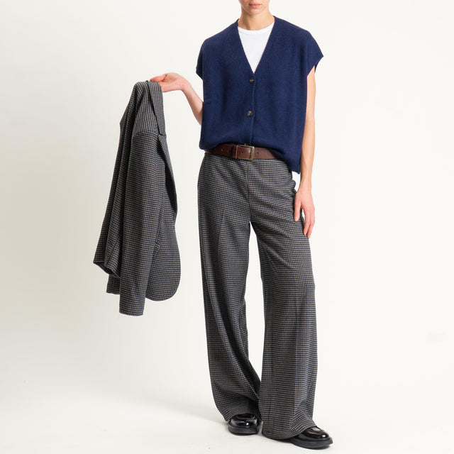 Zeroassoluto-Pantalone LARA elastico dietro - pied de poule grigio/moro/blu