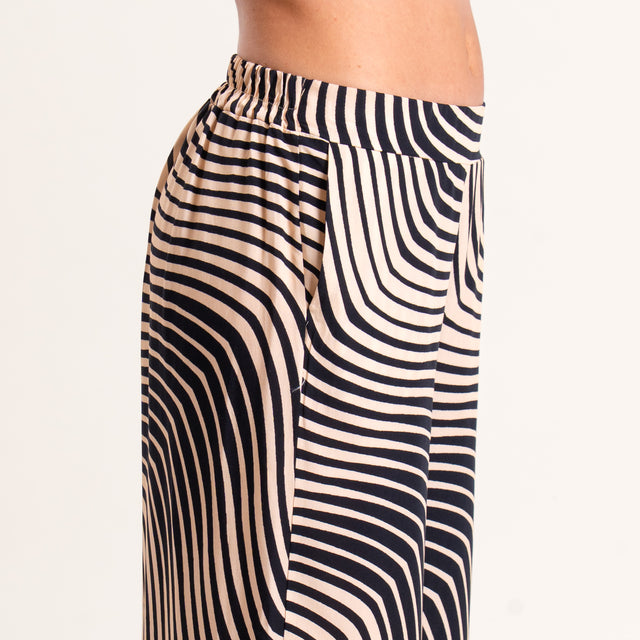 Zeroassoluto-Pantalone LEILA elastico dietro fanta - optical nero/beige