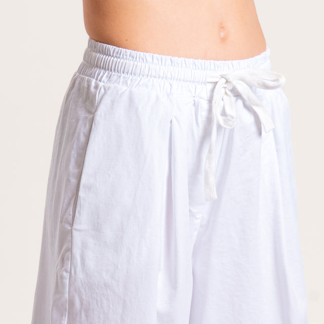 Zeroassoluto-Pantalone LENNY cropped elastico e coulisse - bianco