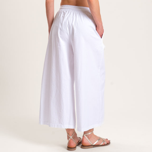 Zeroassoluto-Pantalone LENNY cropped elastico e coulisse - bianco