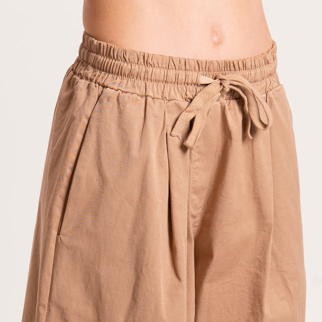 Zeroassoluto-Pantalone LENNY cropped elastico e coulisse - biscotto