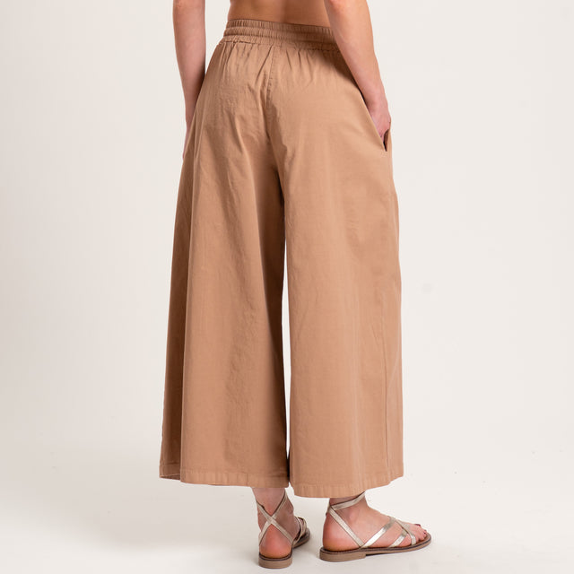 Zeroassoluto-Pantalone LENNY cropped elastico e coulisse - biscotto