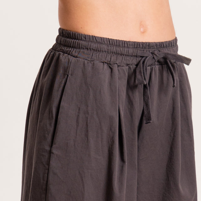 Zeroassoluto-Pantalone LENNY cropped elastico e coulisse - moka