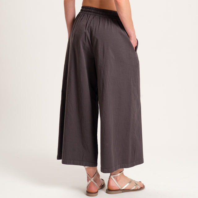 Zeroassoluto-Pantalone LENNY cropped elastico e coulisse - moka