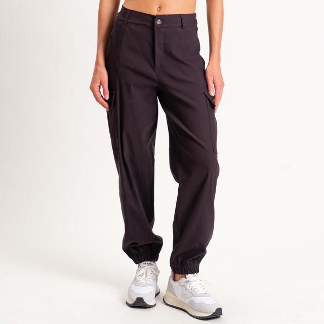 Zeroassoluto-Pantalone LERRY cargo tessuto elastic - moro