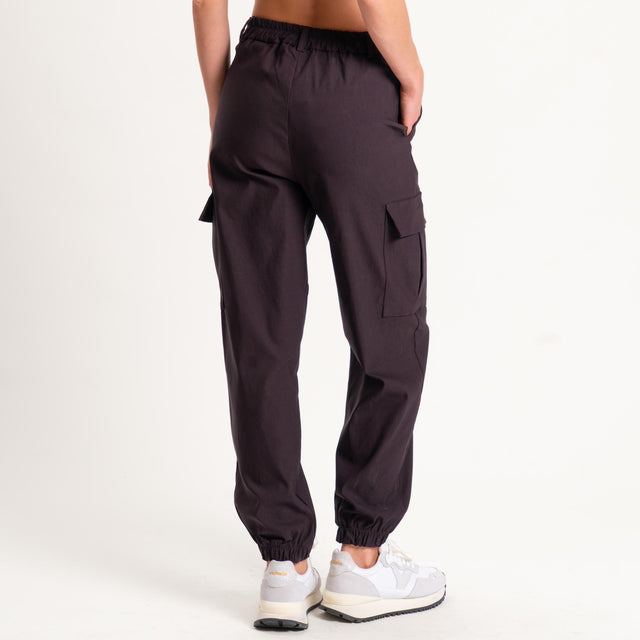 Zeroassoluto-Pantalone LERRY cargo tessuto elastic - moro