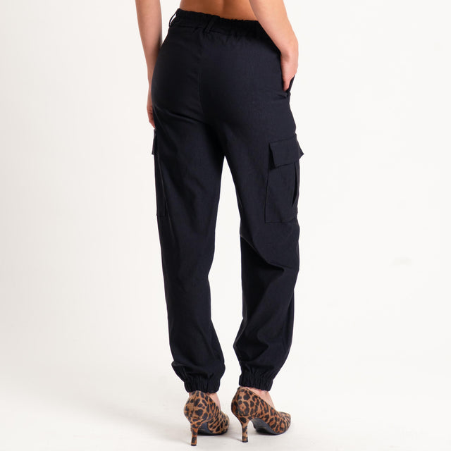 Zeroassoluto-Pantalone LERRY cargo tessuto elastic - nero