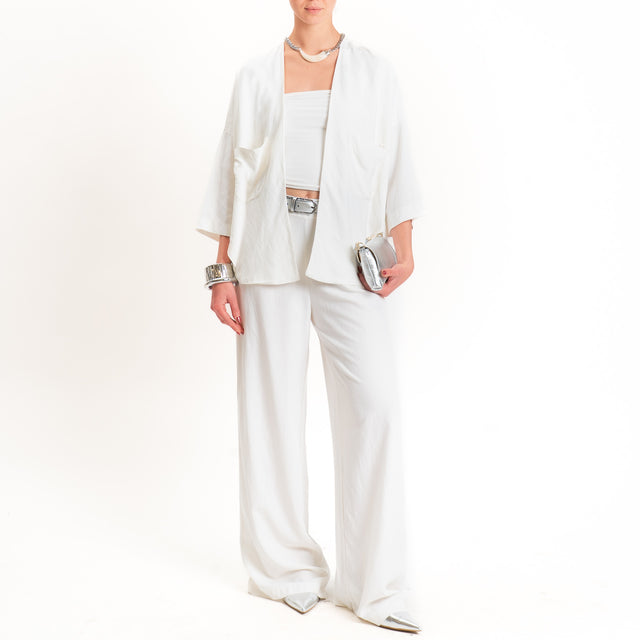 Zeroassoluto-Pantalone LIBIA misto lino elastico dietro - burro