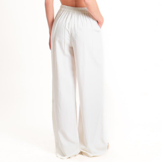 Zeroassoluto-Pantalone LIBIA misto lino elastico dietro - burro
