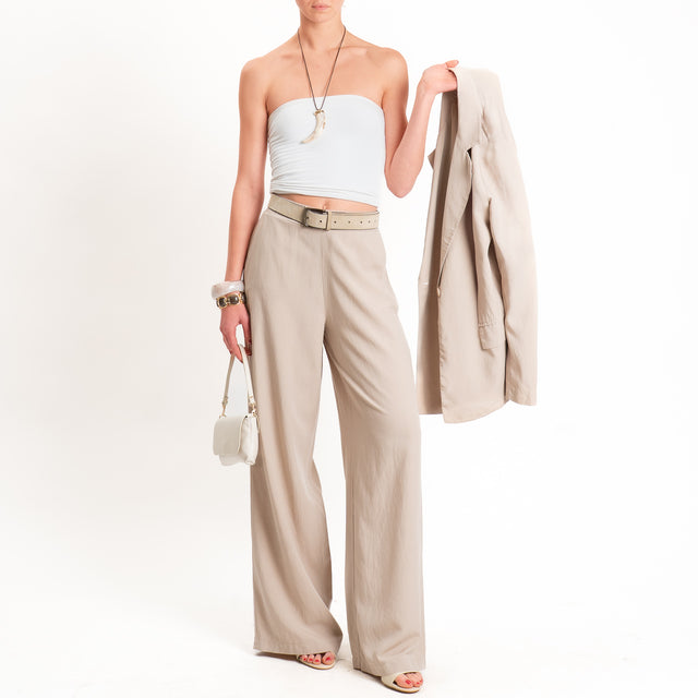 Zeroassoluto-Pantalone LIBIA misto lino elastico dietro - sand